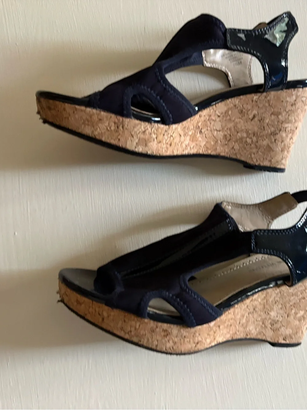 Donald J. Pliner Navy Cork Wedge Sandals